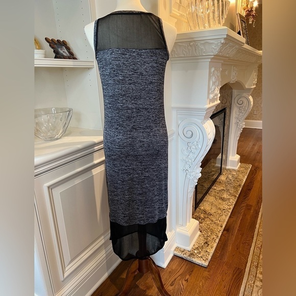 JONATHAN SIMKHAI Black & white heathered tank sheer netting maxi dress size S - Picture 2 of 9